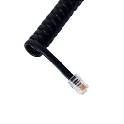 Cablesys Coiled Telephone Handset Cord for Use with PBX Phone Systems, VoIP Telephones - 25 Ft Uncoiled, Rj22, 1.5 Inch Lead on Both Ends, Flat Black