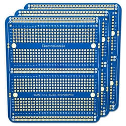 ElectroCookie Solderable Breadboard PCB Double Column Board for Electronics Projects Compatible for DIY Arduino Soldering Projects, Gold-Plated (3 Pack, Blue)