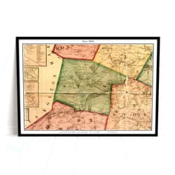 MG Global Historical Poster of Stow 1856 Massachusetts Rock Bottom Lake Boon Boon's Pond Middlesex County MA | 11x17 12x18 16x24 24x36 Unframed Print Wall Art Gift | Vintage Antique Home Office Decor