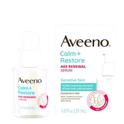 Aveeno Calm + Restore Age Renewal Anti-Aging Eye Gel, Under Eye Cream with Nourishing Oat & Cranberry Extract Visibly Improves the Look of Wrinkles & Crow's Feet, Fragrance Free, 0.5 oz
