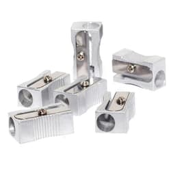 WEKOIL Dual Pencil Sharpener Pocket Aluminium Alloy Metal 1-Hole Steel Blade Rectangular Small Sharpeners for Standard No.2 Graphite Colored Pencils Wood-cased Pencils, 6 Pack,Silver