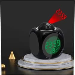 Generic Mirror Projection Clock-LED Large Screen Display-Mute Creative Electronic Projection Alarm Clock (Black)