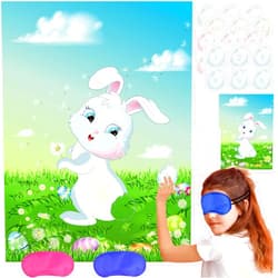 NEBURORA Pin The Tail on The Bunny with 24Pcs Bunny Tails, Happy Easter Party Game for Kids Party Decoration Supplies