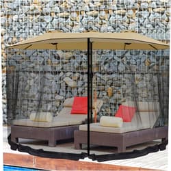 Wesnoy 13-15 ft Umbrella Mosquito Netting Patio Mosquito Netting with Double Zipper Door Patio Umbrella Screen Enclosure Mesh Mosquito Umbrella Canopy Mesh Net Screen for 10'x10' Pop up Gazebo, Black