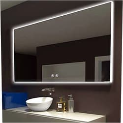 DECORAPORT 55 x 36 Inch Frameless Slim Acrylic Bathroom Mirror with Touch Switch, Demister, Dimming, Bluetooth Speakers, Vertical & Horizontal Wall-Mounted (D-D422-5536A)