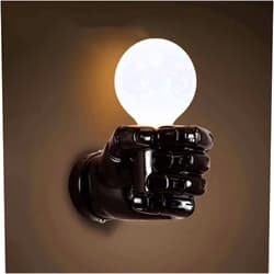 FEHUN Wall Sconce Wall Light Fixture Creative Wall Lamp Bedroom Bedside Desk Staircase Background Personability Industrial Wood Black Fist Wall Lamp (Color : Left)