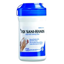 PDI Sani Professional P13472 Sani-Hands ALC Instant Hand Sanitizing Wipes, 7.5x6, White, 135 per Canister (Case of 12)