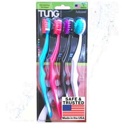 Peak Essentials The Original TUNG Brush Tung Plastic Tongue Scraper, Tongue Brush, Tongue Cleaner for Adults, Scrubber, Plastic, Fight Bad Breath and Halitosis | Mouth Odor Eliminator, Tongue Scraper Cleaner, Made in America, 4-Pack