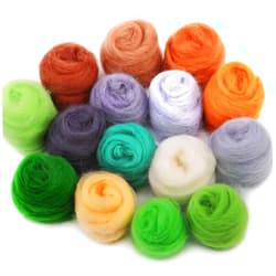 Mayboos 15 Colors Fiber Wool Yarn, Fiber Wool Yarn Roving, Spinning Wool Roving for Needle Felting, DIY Hand Spinning, Needle Felting Wool Craft, 3g/Color