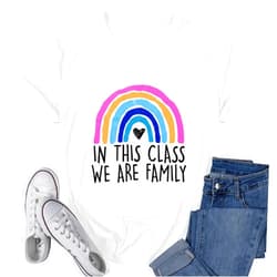 LOTUCY Teacher Shirts for Women Cut Rainbow in This Class We are Family Graphic Tee Teachers Gift Teach Inspire T-Shirt