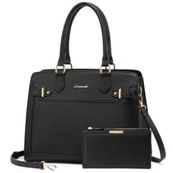 LOVEVOOK Purses and Handbags for Women, Tote Shoulder Bag Satchel Black Purse and PU Leather Top Handle for ladies