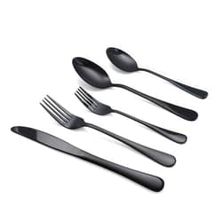 Elyon Tableware 20-piece Black Flatware, Stainless Steel Silverware Set, Reflective Mirror Finish Cutlery Set, Reusable Dishwasher Safe, Service For 4