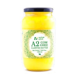 Sarthak Satvik A2 Cow's Ghee | Free Grazing Pure Desi Cow | Using Traditional Bilona Method | Helps in Building Bone Strength & Improves Stamina | Organic and Natural Immunity Booster - 33 Oz