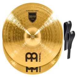 Meinl Cymbals Meinl 18” Marching Cymbal Pair with Straps - Brass Alloy Traditional Finish - Made In Germany, 2-YEAR WARRANTY (MA-BR-18M)