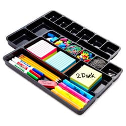 Manaloom Desk Drawer Organizer Tray with 9 Storage Compartments - For Home and Office - Drawer Organizers Office, Perfect Organizing Pens, Pencils, Paper Clips, Sticky Notes and all your Supplies - 2 Pack