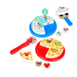Melissa & Doug Mickey Mouse Wooden Pizza and Birthday Cake Set (32 pcs) - Play Food