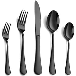 WYT Black Silverware Set 20 Piece, Stainless Steel Flatware Set for 4, Cutlery Utensils Set Include Knives/Forks/Spoons Service for 4, Mirror Polished and Dishwasher Safe