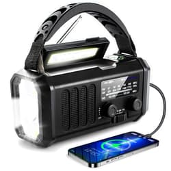 Leaton 10000mAh Solar Radio, Crank Radio, Emergency Radio, NOAA/AM/FM Weather Radio, USB Type-C Charging,Dynamo Radio,Polymer Battery,Torch & LED Reading Light, SOS Alarm,Compass for Camping Black