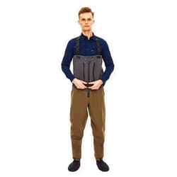FANGBLUE Fishing Waders Zip-Front Chest Waterproof Zippered Stockingfoot Grey Waders Welded Seams Upstream Wading Gear for Hunting