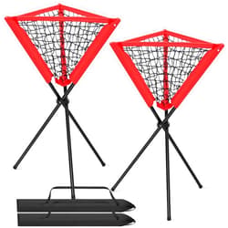 Silipull 2 Pcs Baseball Caddy Softball Practice Ball Caddy Portable Baseball Basket Foldable Baseball Stand Metal Baseball Ball Holder with Carry Bag for Batting Training Pitching Hitting Equipment