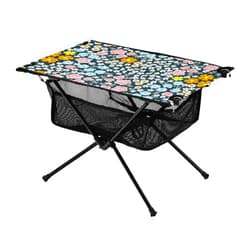 WDdZzyy Folding Camping Table Fashion Blooming Flowers Vintage Rectangle Oxford Picnic Portable Table with Carry Bag for Beach Fishing Camping