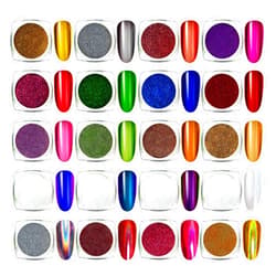 Spaidoon 20 Jars Chrome Nail Powder, Metallic Mirror Effect Chrome Powder for Nails Gel Polish with Silver Holographic, Mermaid White Pearl, Aurora Iridescent, Chameleon Pigment Powder