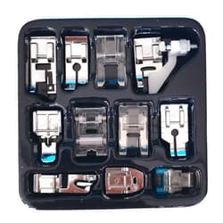 HONEYSEW 11 Pieces Sewing Machine Presser Foot Set, Presser Feet for Most Low Shank Snap On Singer, Brother, Babylock, Euro-Pro, White, Elna Sewing Machine (A Style 11pcs Presser Foot Set)