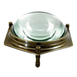 Hapton House Antiqued Brass Magnifying Glass - Dome Desk Magnifier - Solid Brass - 5X Magnification - Home Décor - Fine Print Reading - Stamp & Coin Collection - Nautical Style
