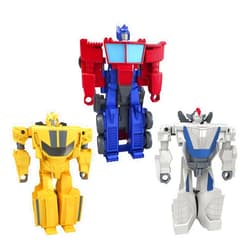 Hasbro Transformers 1-Step Flip Heroes 3-Pack, 4-Inch Wheeljack, Bumblebee, and Optimus Prime Action Figures, Kids Easter Toys or Basket Stuffers, Age 6+