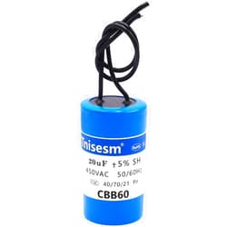 Tnisesm 20uF CBB60 Run Capacitor 450V AC 2 Wires for Start-up of AC Motors with Frequency of 50Hz/60Hz Washing Machines, Air Conditioners, Refrigerators & Water Pumps