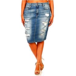Jack David 1826 JEANS Jack David/Voir Twill Womens Plus Size Button Front Skirt Stretch Denim Jeans 1X 2X 3X