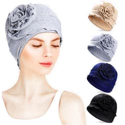 JenPen 4 Pcs Cotton Beanie Turban Headwear for Women Soft Cancer Chemo Head Scarf Hats Elastic Covers Wraps for Women's Hair