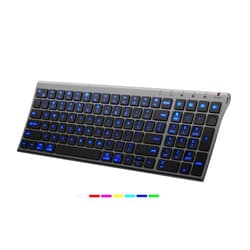 iClever Backlit Bluetooth Keyboard for Mac, BK10 Pro Ultra Slim Wireless Keyboard, Multi-Device, 7-Color Backlight, Standard Full-Size Keys, Rechargeable Compatible with Mac, Windows, iPad, Android