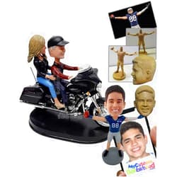MyCustomBobblehead.com Custom Bobblehead Motorcycle Couple Lover Wearing Cool Outfit Ready to hit The Road - Motor Vehicles