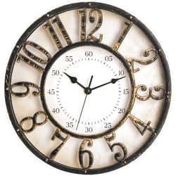 ZOOFOX 12 Inch Retro Wall Clock, Silent Non-Ticking Battery Operated Movement Decorative Round Quartz Wall Clock, Raised 3D Arabic Numeral Clock for Home, Living Room, Kitchen, Office