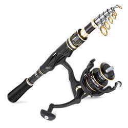 PLUSINNO Fishing Rod and Reel Combos Set,Telescopic Fishing Pole with Spinning Reels, Carbon Fiber Fishing Rod for Travel Saltwater Freshwater Fishing
