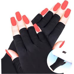 ANCIRS 2 Pairs UV Gloves for Gel Nail Lamp, Anti UV Fingerless Gloves for Nail Art DIY Accessories, Gel Manicure UV Shield Gloves for Hand Skin Care Protection-Black