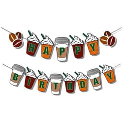 Gosknor Happy birthday banner, Pre-String Coffee Themed Party Decorations Frappe Coffee Birthday Decorations for Coffee Party Supplies