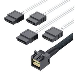 10Gtek# 6G Internal MiniSAS HD to SATA Cable, SAS to SATA, SFF-8643 to 4X SATA 7pin Hard Disk Data Server Raid Cable, 1.6ft/0.5m