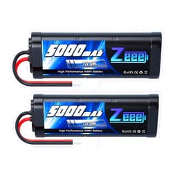 Zeee 7.2V 5000mAh NiMH Battery with Tamiya Plug 6-Cell Rechargeable Battery Pack High Power for RC Car Truck Truggy Buggy Associated HPI Losi Kyosho Tamiya Hobby Models(2 Pack)
