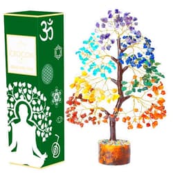 Crocon Seven Chakra Crystal Tree of Life for Positive Energy Feng Shui Money Tree Bonsai Gem Stone Home Decor Thoughtful Birthday Gifts for Women Mother Sister Housewarming Gift New Home Present