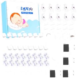 HassGuk 67 Packs Baby Proofing Kit including 10 Cabinet Locks & 2 Keys, 8 Adjustable Safety Latches, 26 Outlet Covers, 16 Baby Proof Corners, 4 Anti Tip Furniture Anchors Kit and 1 Toilet Seat Lock.