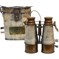Generic Antique Victorian Marine Brass & Leather Binoculars London 1915 with Gray Leather Case - Nautical Design for Sailor Instrument, Home & Office Decor Gifts fatherday anniversiry x mas (Gray & Antique)