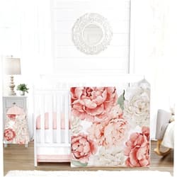 Sweet Jojo Designs 4-Piece Baby Crib Bedding Set (Pink Boho Floral) for Girls, Infants/Nursery incl. Blanket, Fitted Sheet, Skirt, Diaper Stacker: (Watercolor, Bohemian, Wildflower, Vintage, Elegant)