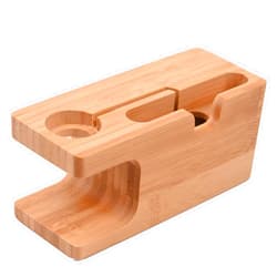 BARUHARI Mobile Stand Charging Station Bamboo Phone Dock Multi-Device Desk Organizerb 2 in 1 Compatible with Most Smartphones and Watches