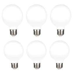 KGC G25 LED Globe Light Bulbs, 40W Equivalent, 2700K Warm White Bathroom, E26 Base, Milky Glass Vanity Round, Perfect for Vanity Makeup Mirror, 120V CRI90+ Dimmable 6Pack