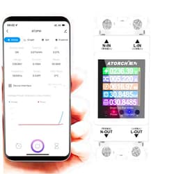 JUWEIAT AT2PW 100A Tuya WiFi Din Rail Energy Meter Smart Switch Remote Control AC 220V 110V Digital Volt Amp Kwh Frequency Factor Meter