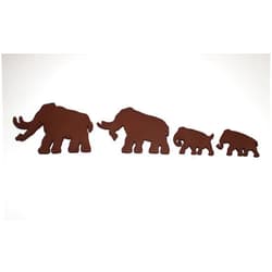 Rusty Nail woodworks Woolly Mammoth Family of 4 – Wood Mammoth Family – Brown Woolly Mammoth Family – Brown Mammoth Family - Woolly Mammoths - Wood Mammoths