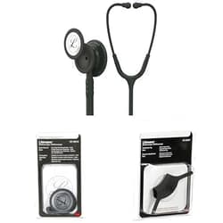 3M Littmann Classic III Monitoring Stethoscope Kit with Spare Parts and ID Tag. 5803, Black Tube, Stem and Headset, Stainless Steel Black-Finish Chestpiece