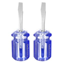 HARFINGTON 2pcs SL6 Short Tip Slotted Screwdriver Stubby Magnetic Flat Head Screwdrivers CR-V Small Pocket Screwdriver for DIY Repairing, Blue